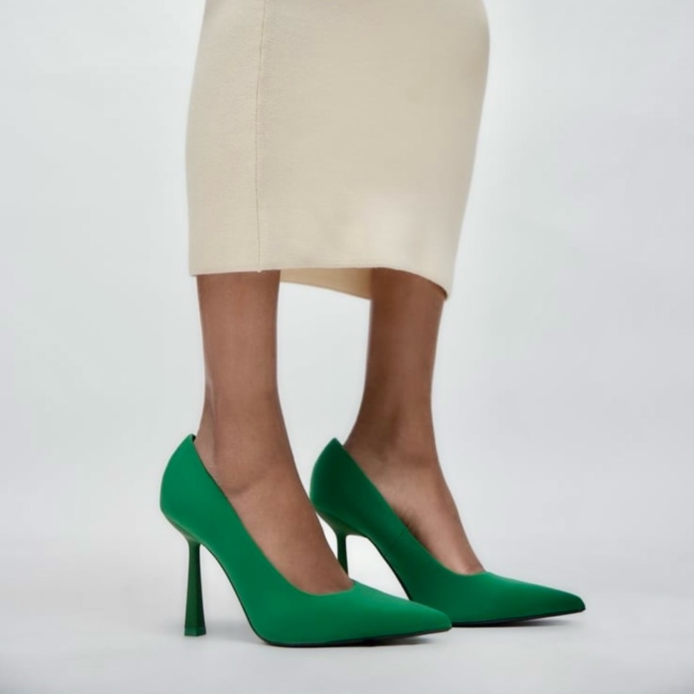 NWT Zara asymmetric fabric high heel shoes